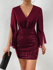 Vestido Feminino Livie Bodycon Ajustado com Decote em V