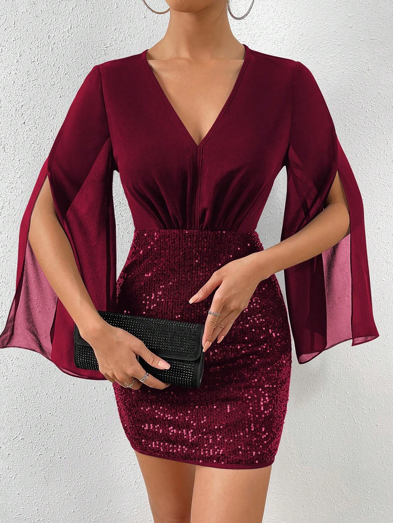 Vestido Feminino Livie Bodycon Ajustado com Decote em V