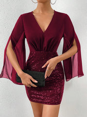 Vestido Feminino Livie Bodycon Ajustado com Decote em V