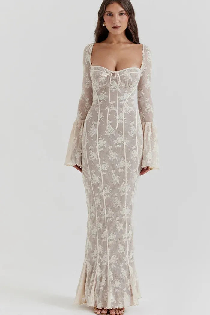 Vestido Longo Com Mangas Longas - Modelo Liviele