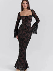 Vestido Longo Com Mangas Longas - Modelo Liviele