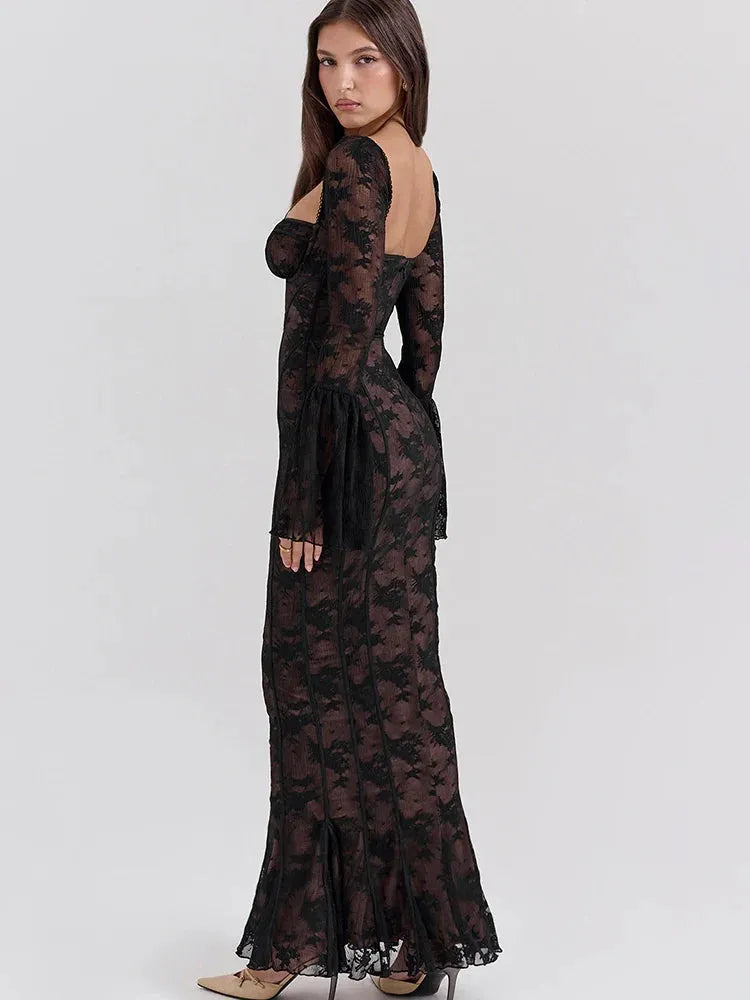 Vestido Longo Com Mangas Longas - Modelo Liviele