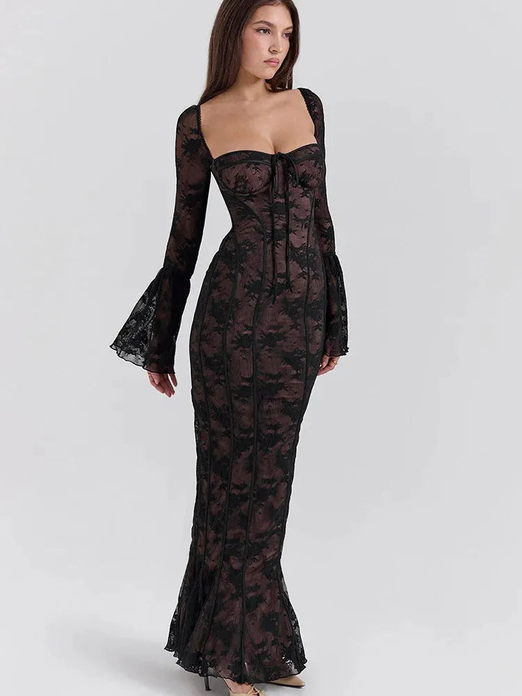 Vestido Longo Com Mangas Longas - Modelo Liviele
