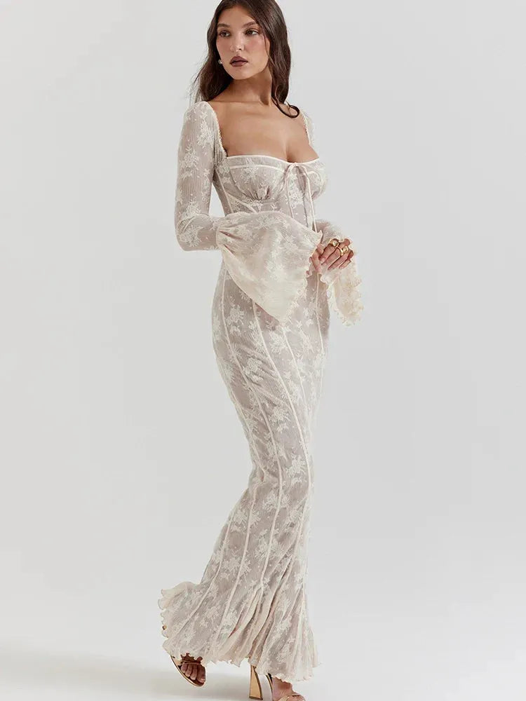 Vestido Longo Com Mangas Longas - Modelo Liviele