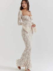 Vestido Longo Com Mangas Longas - Modelo Liviele