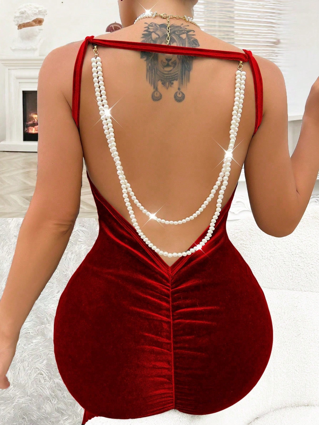 Vestido Longo Feminino Galia e Decoração de Pérolas