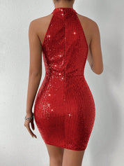 Vestido Femini Midi Sereia de Alça Pescoço