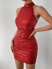 Vestido Femini Midi Sereia de Alça Pescoço