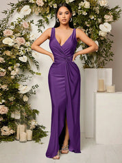 Vestido Longo Delia Cruzado Zíper Abertura lateral
