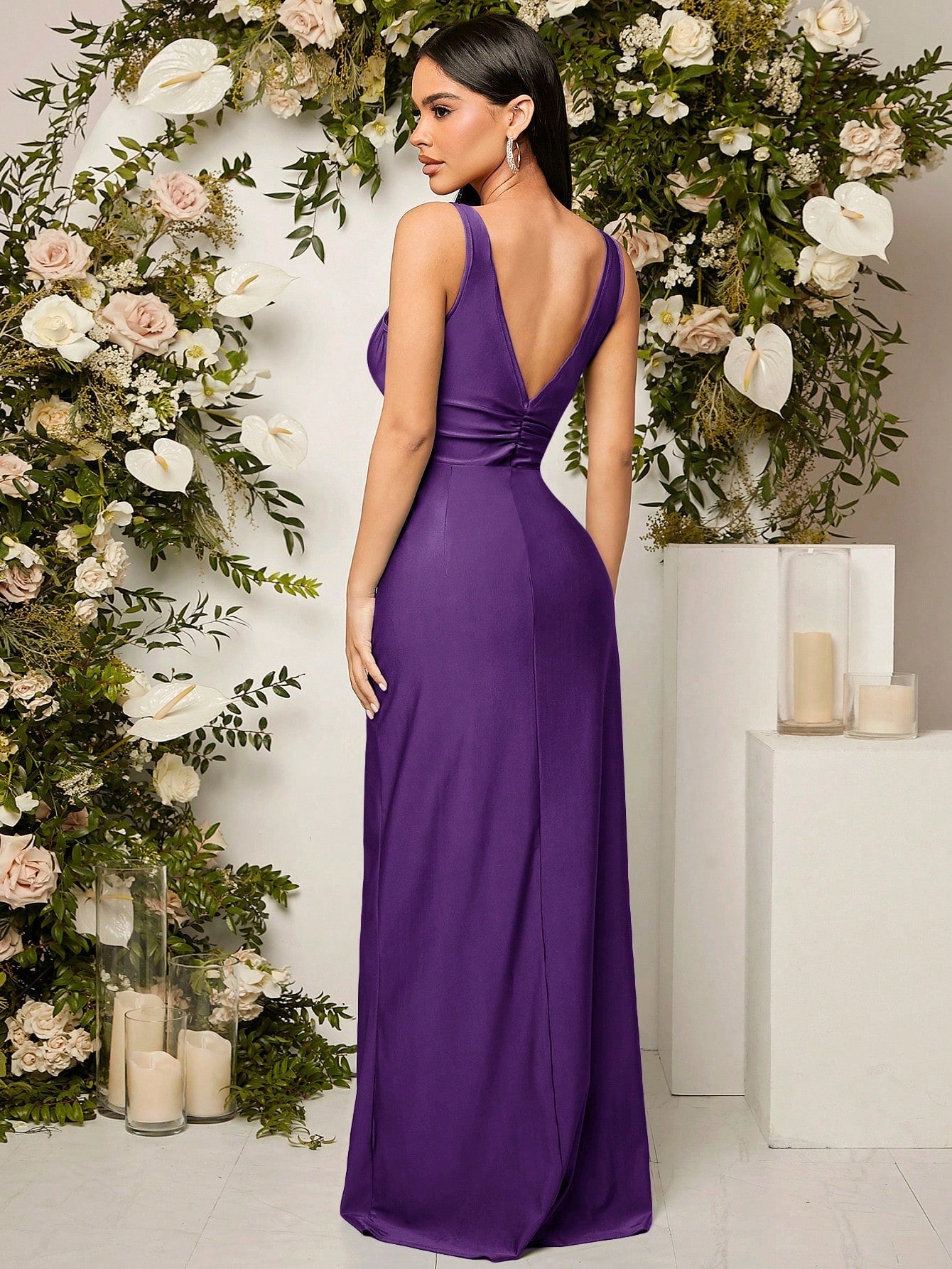 Vestido Longo Delia Cruzado Zíper Abertura lateral