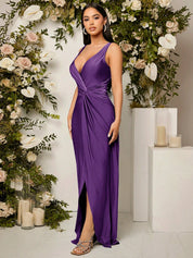 Vestido Longo Delia Cruzado Zíper Abertura lateral