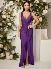 Vestido Longo Delia Cruzado Zíper Abertura lateral