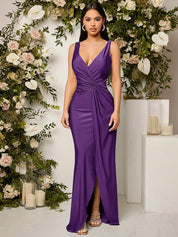 Vestido Longo Delia Cruzado Zíper Abertura lateral
