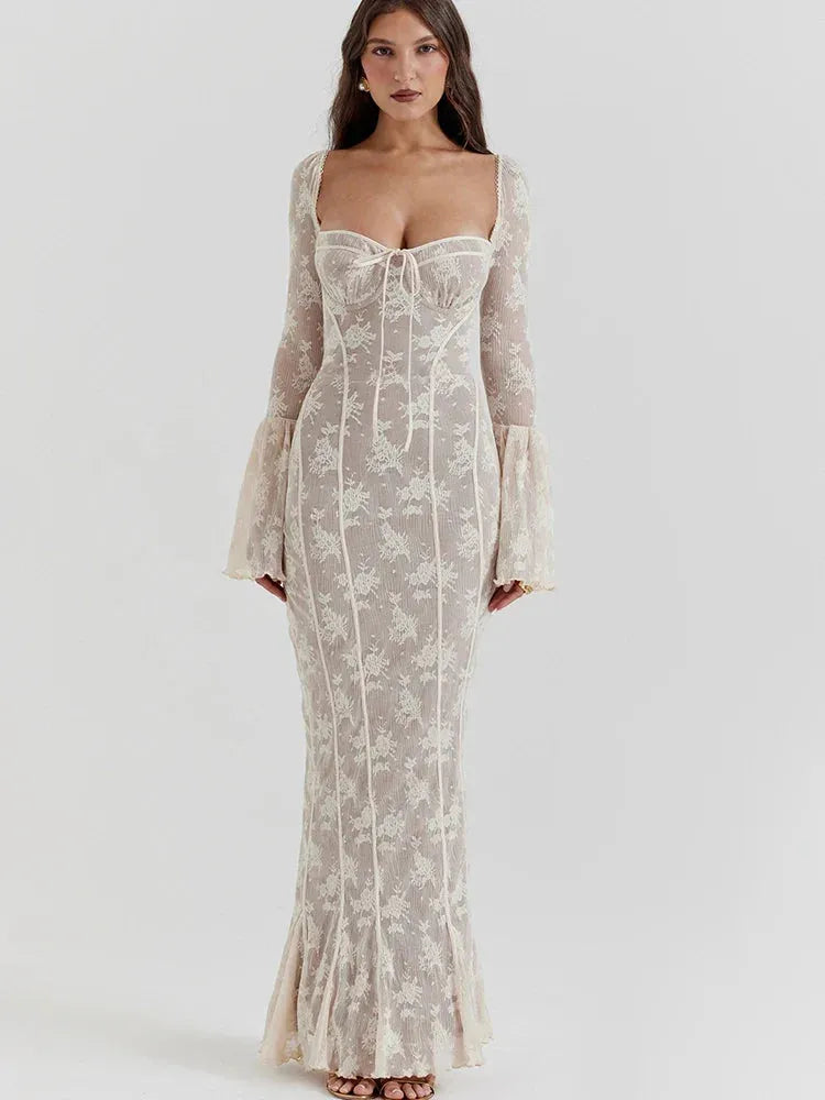 Vestido Longo Com Mangas Longas - Modelo Liviele