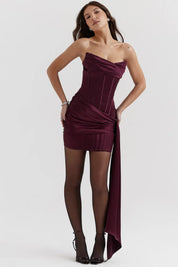Vestido Curto Cetim Cereja - Liviele