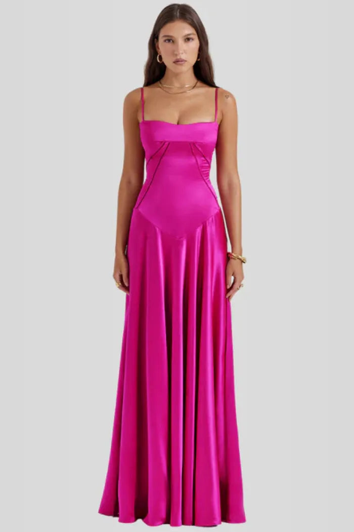 Vestido Longo Com Cetim Sedoso - Liviele