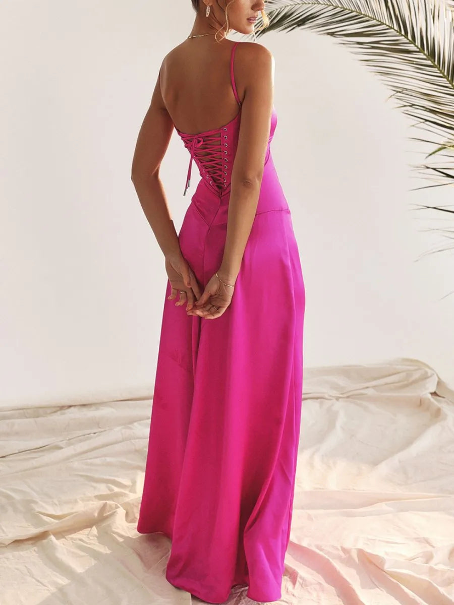 Vestido Longo Com Cetim Sedoso - Liviele