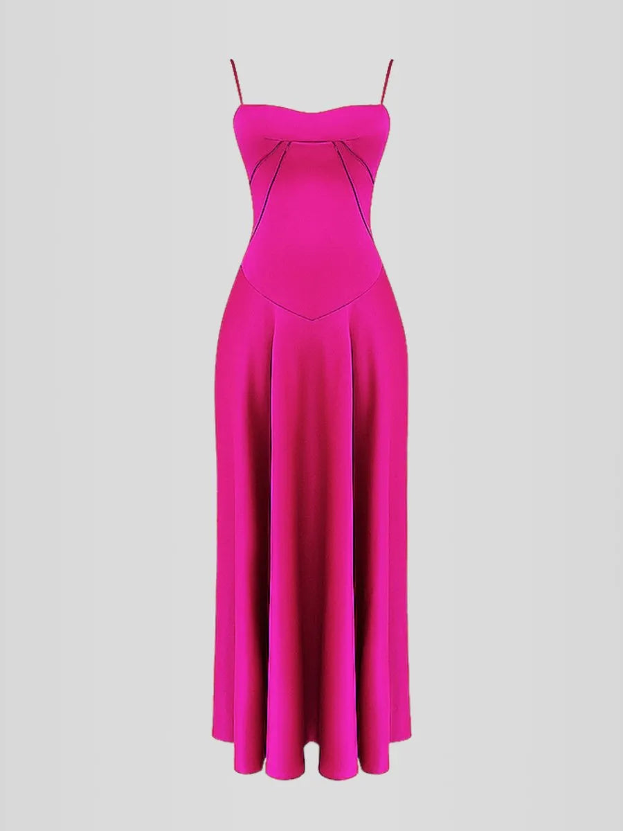 Vestido Longo Com Cetim Sedoso - Liviele