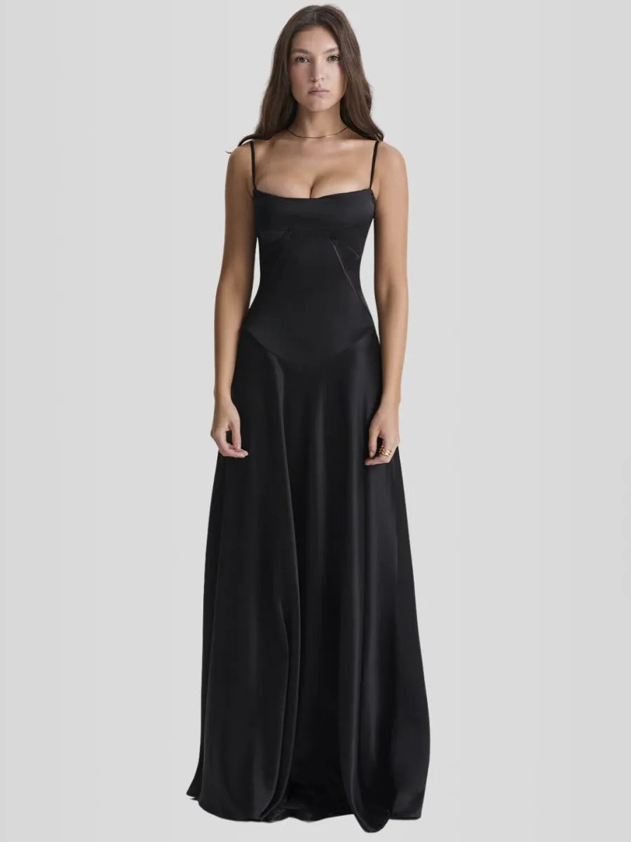 Vestido Longo Com Cetim Sedoso - Liviele