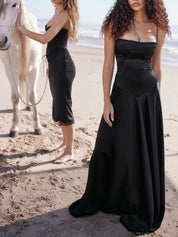 Vestido Longo Com Cetim Sedoso - Liviele