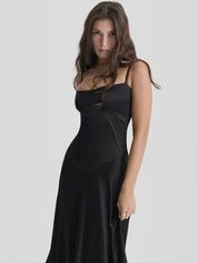 Vestido Longo Com Cetim Sedoso - Liviele