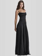 Vestido Longo Com Cetim Sedoso - Liviele