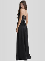 Vestido Longo Com Cetim Sedoso - Liviele