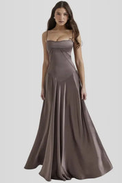 Vestido Longo Com Cetim Sedoso - Liviele
