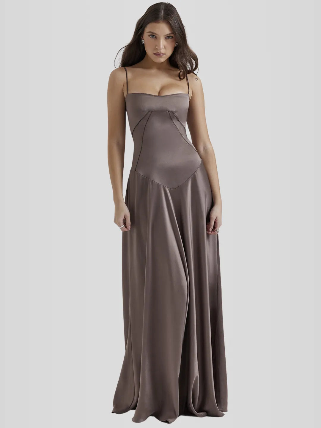 Vestido Longo Com Cetim Sedoso - Liviele