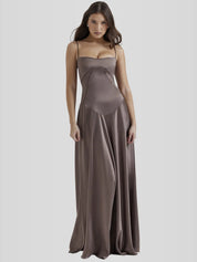 Vestido Longo Com Cetim Sedoso - Liviele