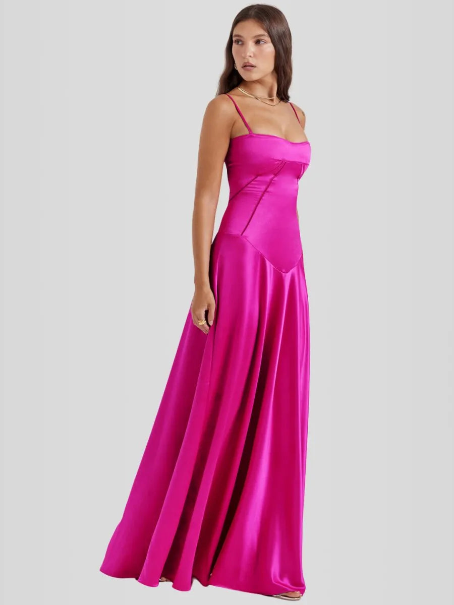 Vestido Longo Com Cetim Sedoso - Liviele