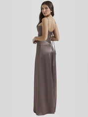 Vestido Longo Com Cetim Sedoso - Liviele