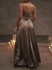 Vestido Longo Com Cetim Sedoso - Liviele