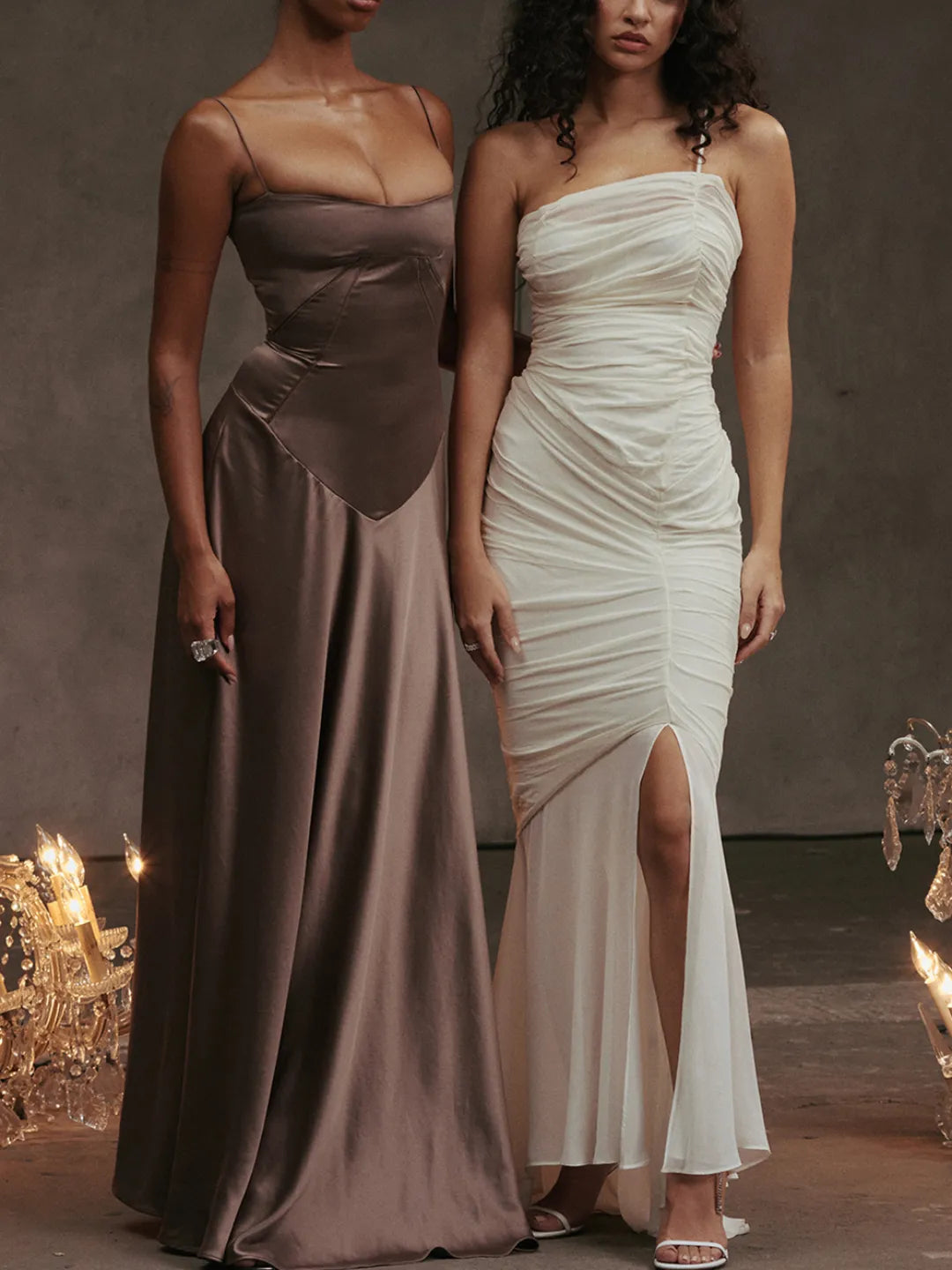 Vestido Longo Com Cetim Sedoso - Liviele
