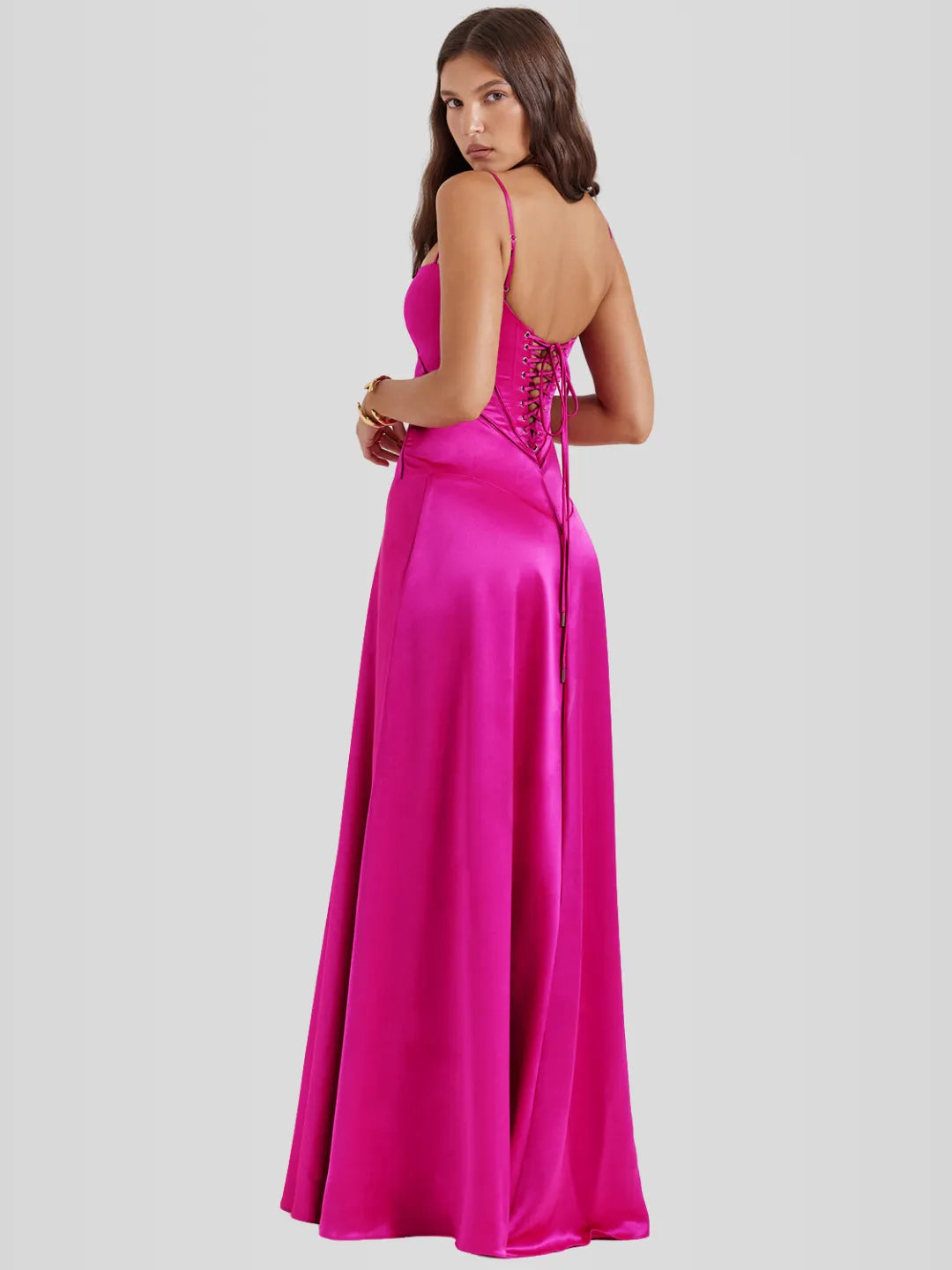 Vestido Longo Com Cetim Sedoso - Liviele