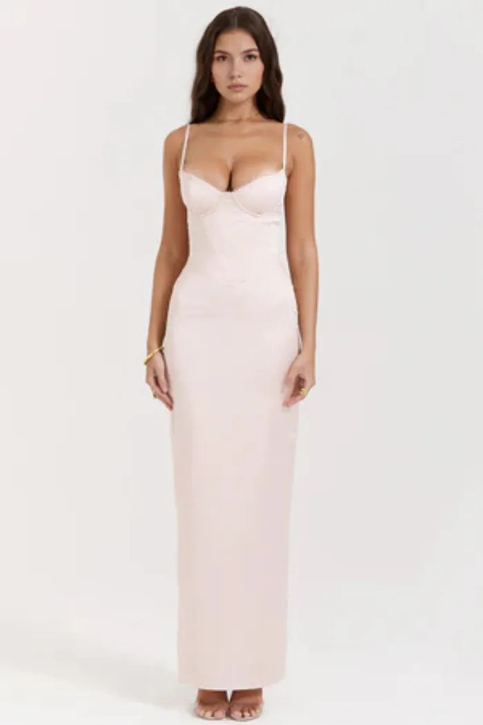 Vestido Longo Vermelho em Cetim - Liviele