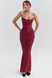 Vestido Longo Vermelho em Cetim - Liviele