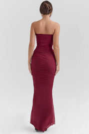 Vestido Longo Vermelho em Cetim - Liviele
