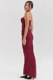 Vestido Longo Vermelho em Cetim - Liviele