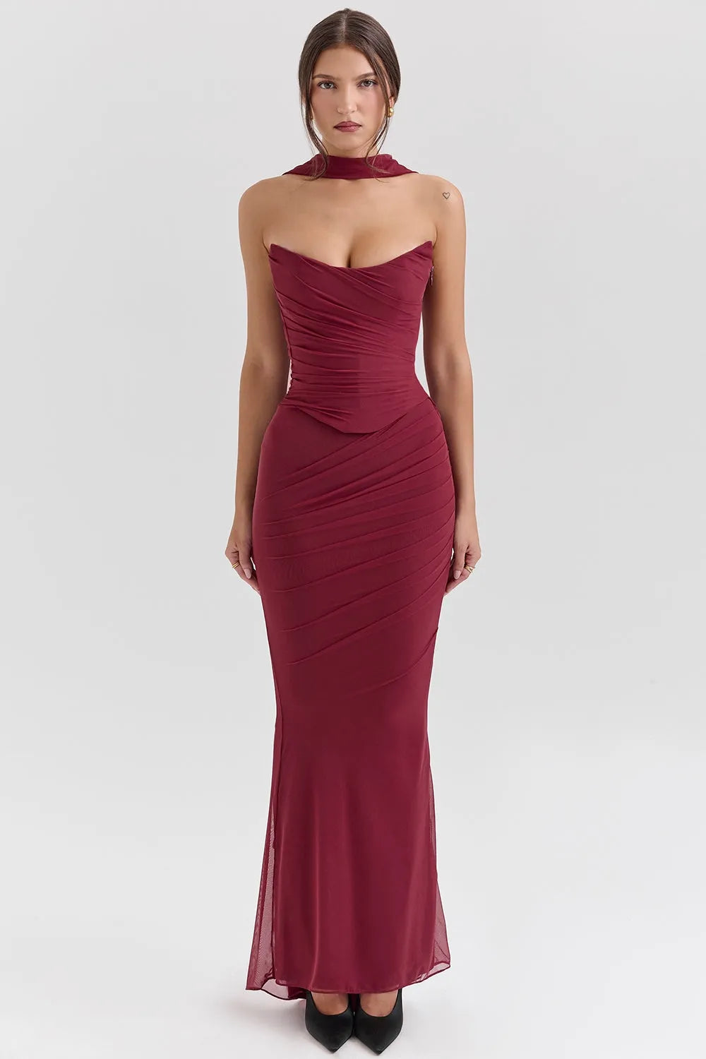 Vestido Longo Vermelho em Cetim - Liviele