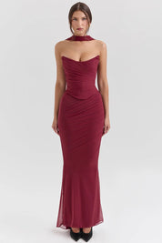 Vestido Longo Vermelho em Cetim - Liviele