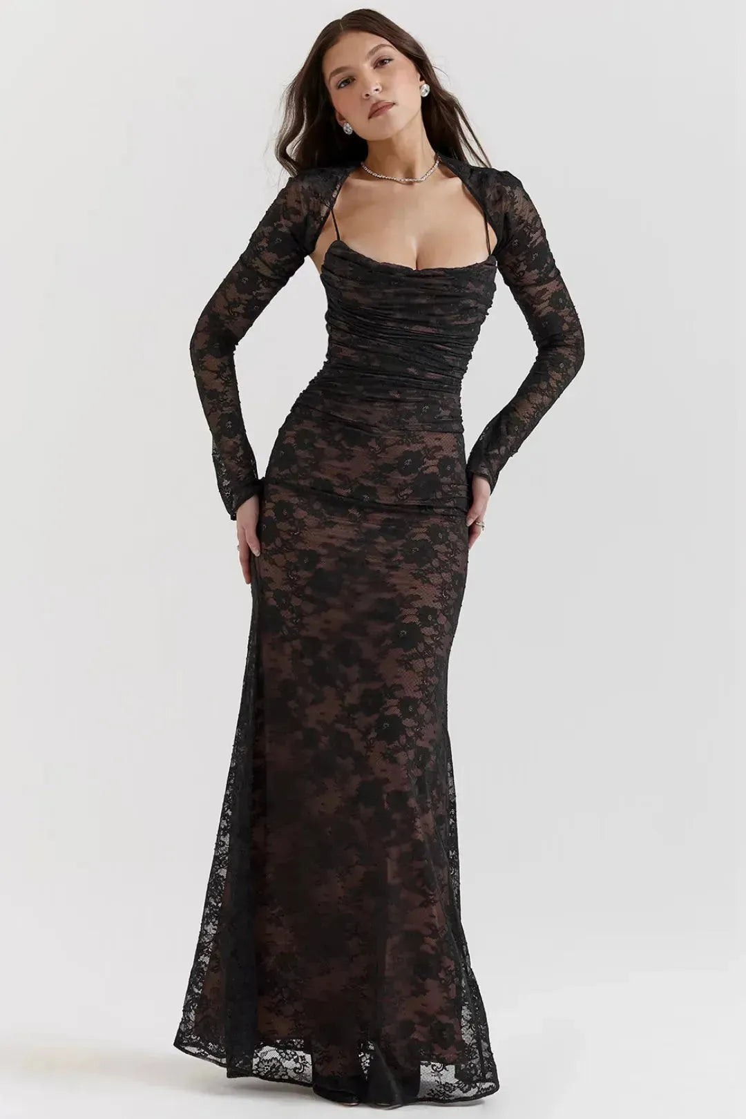 Vestido Longo de Renda Preto - Liviele