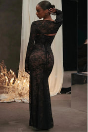 Vestido Longo de Renda Preto - Liviele