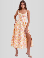 Vestido Midi Branco Floral Liviele