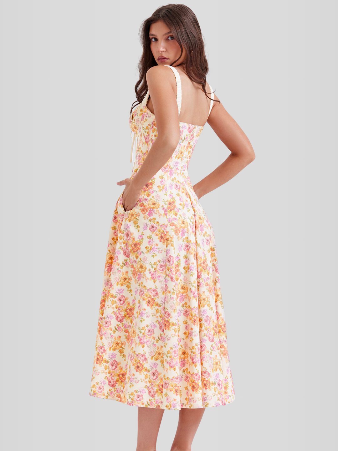 Vestido Midi Branco Floral Liviele