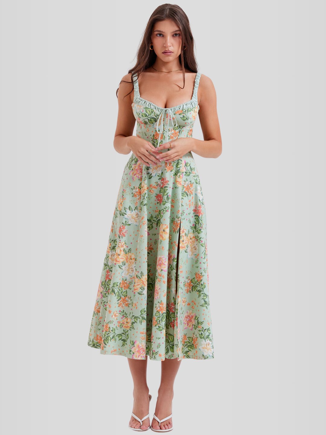 Vestido Midi Branco Floral Liviele