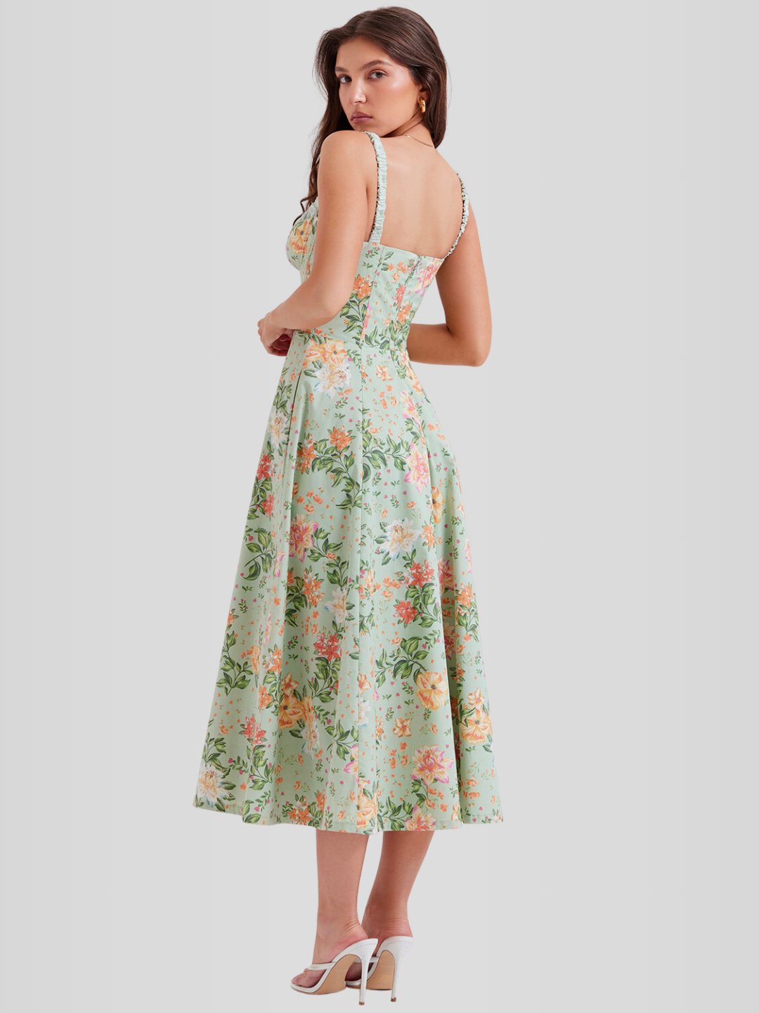 Vestido Midi Branco Floral Liviele