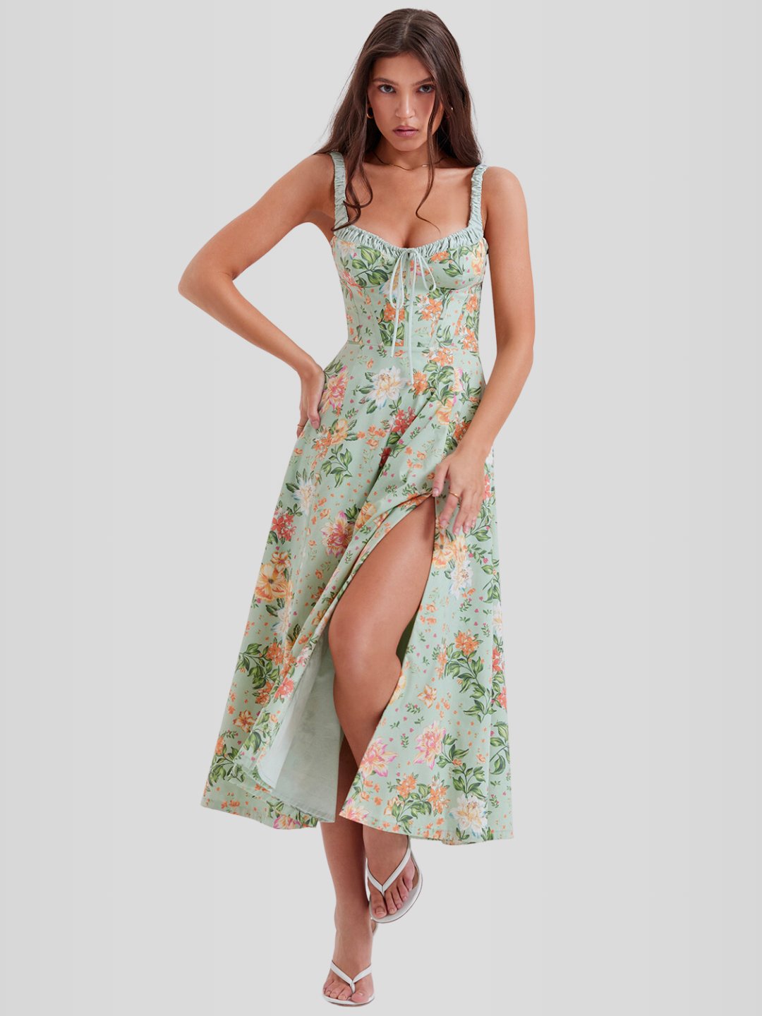 Vestido Midi Branco Floral Liviele