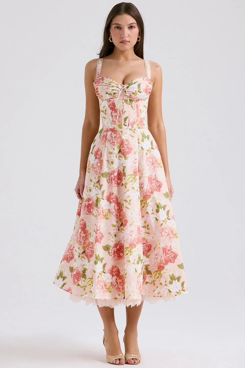 Vestido Midi Vermelho Floral - Liviele