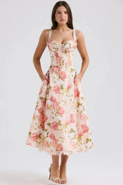 Vestido Midi Vermelho Floral - Liviele